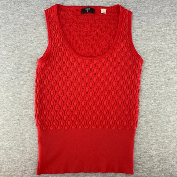 Tahari Sleevless Knit Textured Tank Sweater Layer Shell Red Womens Size S - Picture 2 of 6